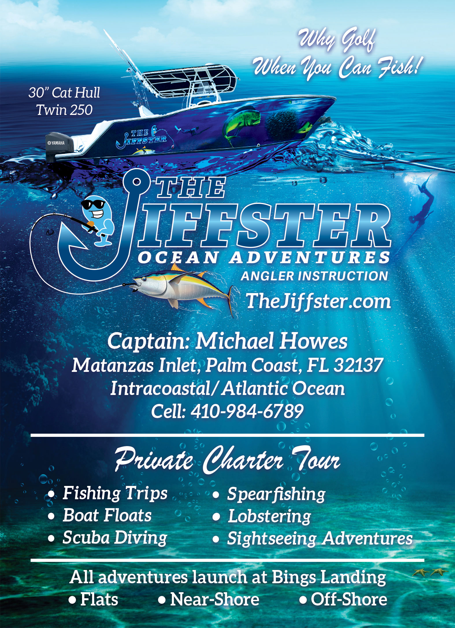 Jiffster Ocean Adventure: Palm Coast, Florida. Intracoastal/Atlantic Ocean. Captain Michael Howes